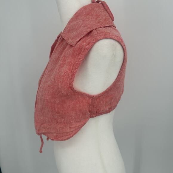 Matthew Bruch Linen Vest Womens 3 Medium Triangle Bikini Top Red Melange Linen - Picture 7 of 15
